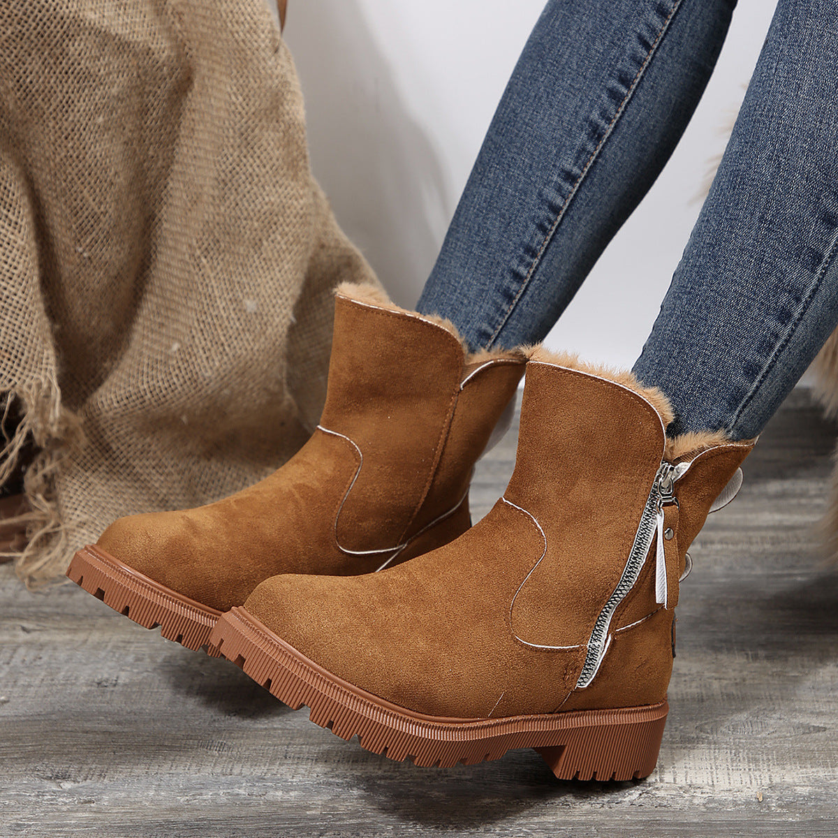 Mid Calf plus Velvet Platform Cotton Padded Boots Women Arrival Thickened Warm Snow Boots