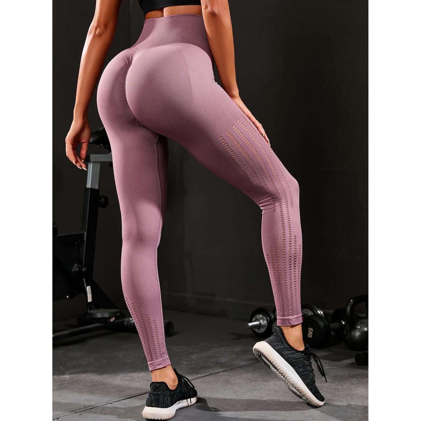 Seamless Knitted Sports Yoga Pants High Waist Breathable Peach Hip Tight Quick Drying Breathable Yoga Trousers