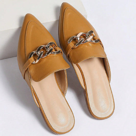 Ladies Shoes Super plus Size Mules Shoes Office Casual Solid Color Half Pack Flat Pumps Women