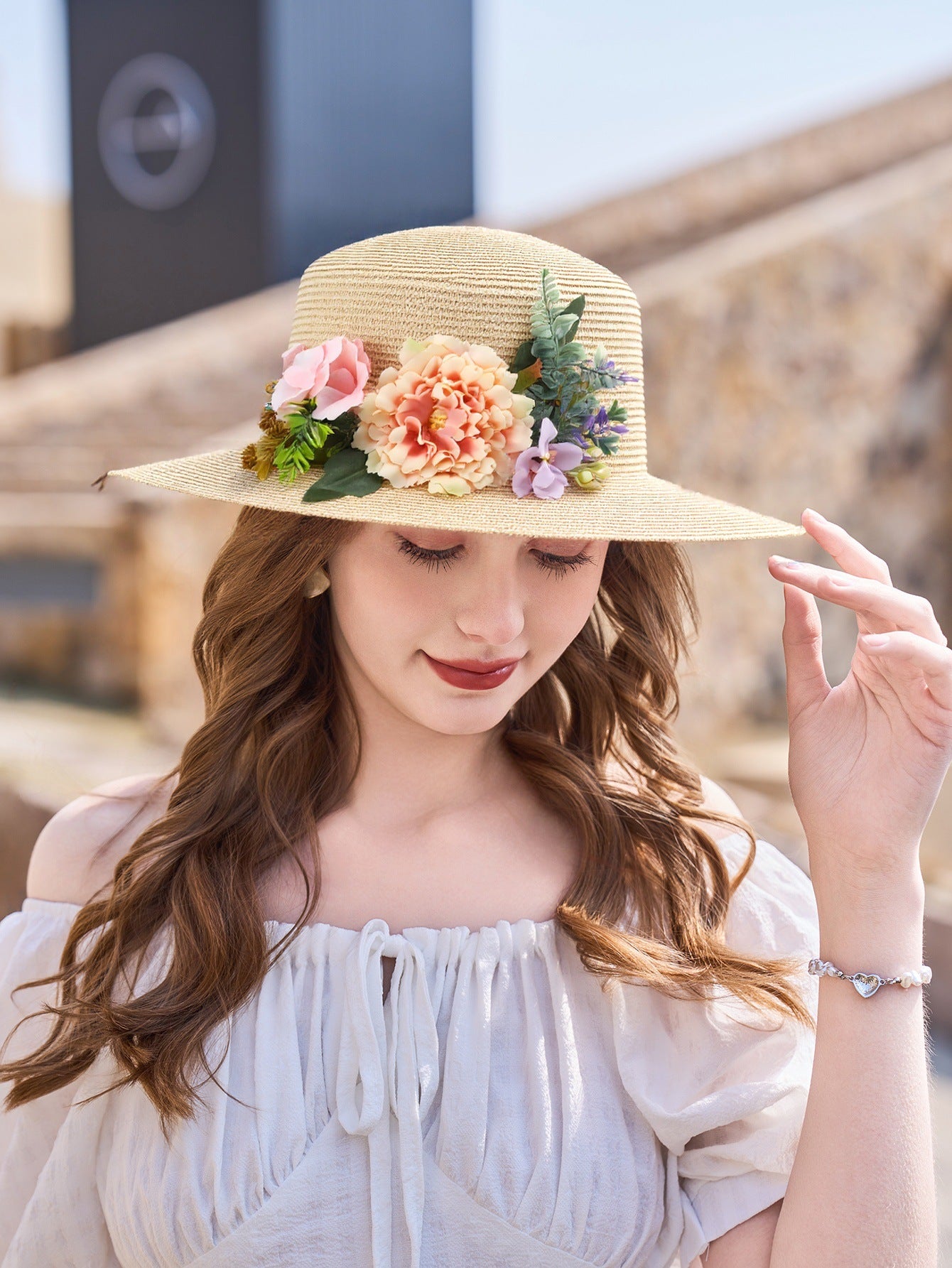 Summer Fisherman Hat Women French Woven Floral Hat Vacation Sun Hat Sun Hat