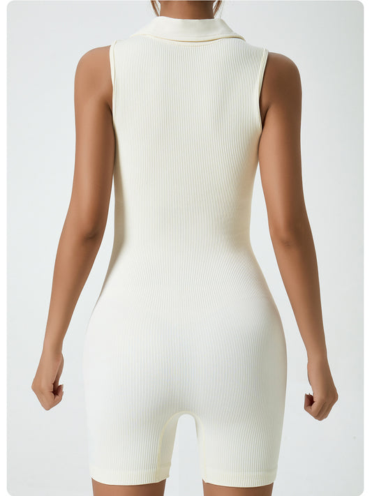 Body Shaping Sports Jumpsuit Button Slim Women Sleeveless Yoga Fitness Jumpsuit