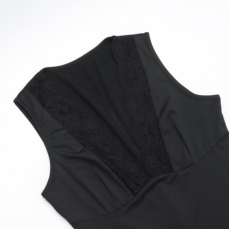 Fall Street Sexy V neck Lace One Piece Bell Bottom Pants