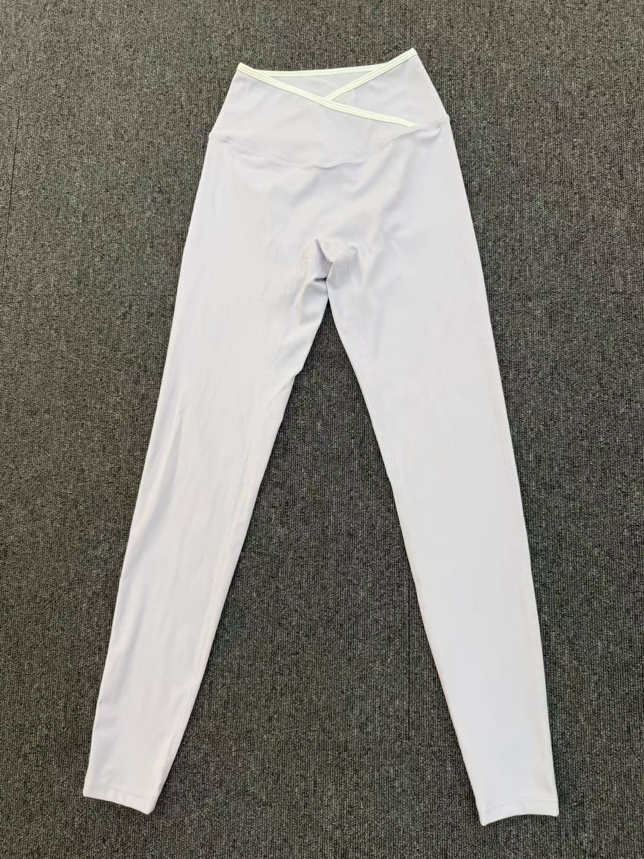 Nude Feel Skinny Yoga Pants Cross High Waist Contrast Color Tights Women Sports Running Fitness Pants