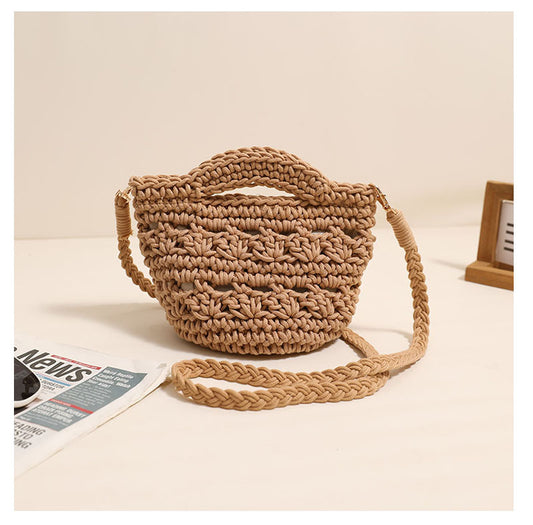 Crossbody Cotton Thread Woven Bag All Matching Hollow Out Cutout Straw Bag Vacation Beach Bag Partysu Women Bag
