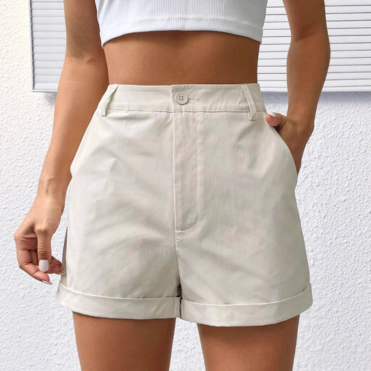 Summer Women Casual Loose Solid Color Shorts Fresh All Match Casual Soft Comfortable Fabric Transparent