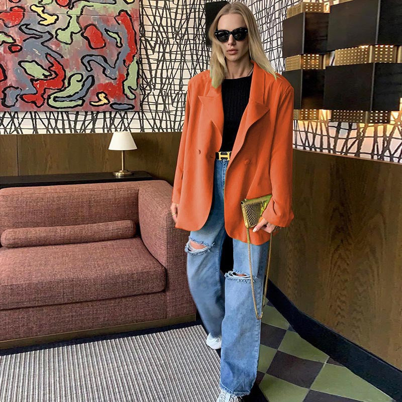 Autumn Long Women Clothing Casual Office Small Blazer for Women