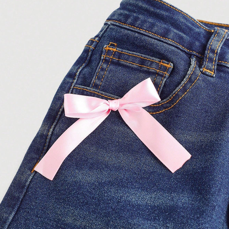 Women Clothing Bow Jeans Loose Straight Wide Leg Pants Pants Source