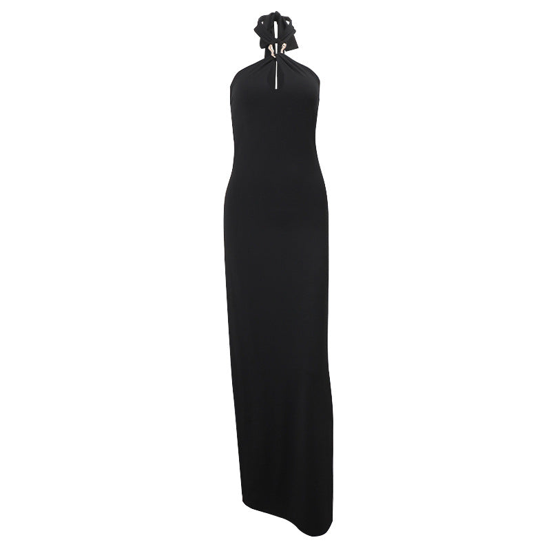 Women Clothing Summer Sexy off Shoulder High Waist Slim Solid Color Sheath Dress