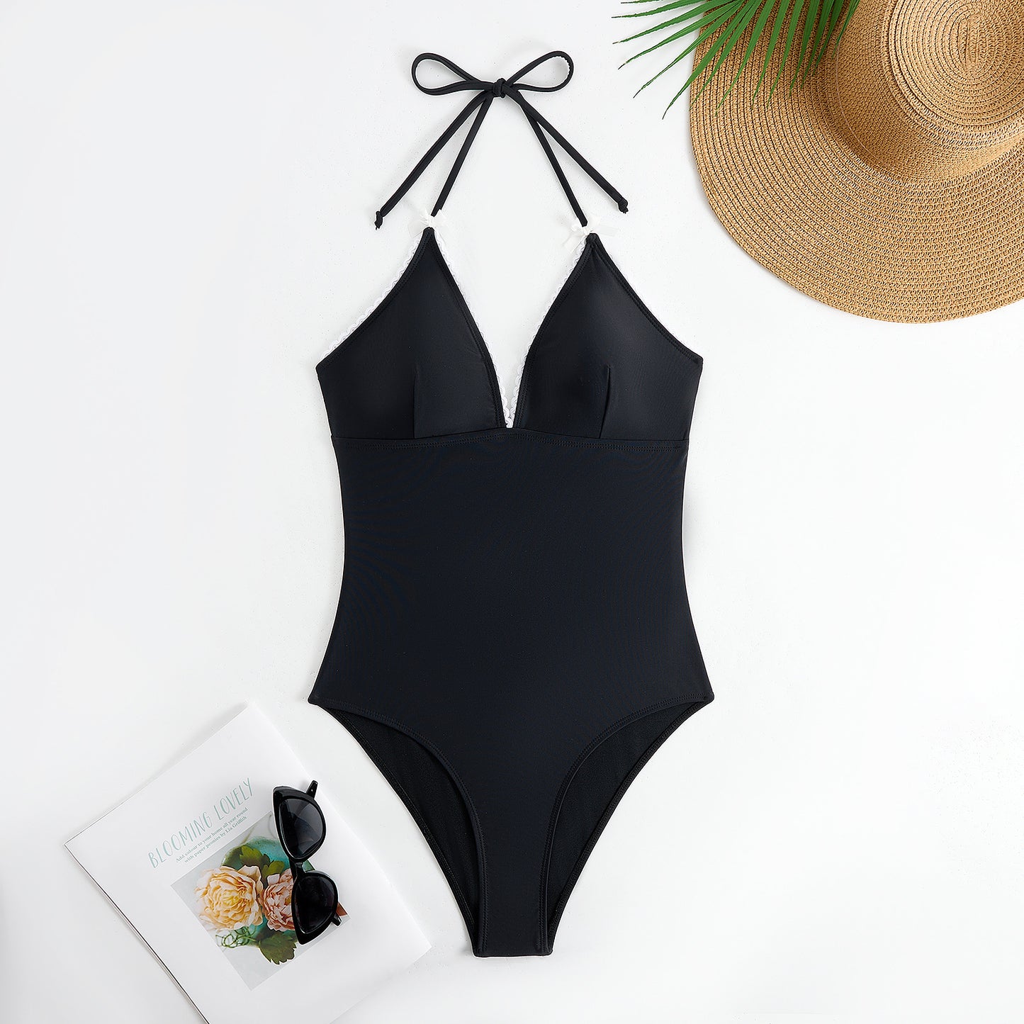 One Piece Swimsuit Women Black White Sexy Two Piece Sets Swimsuit Chiffon Dress