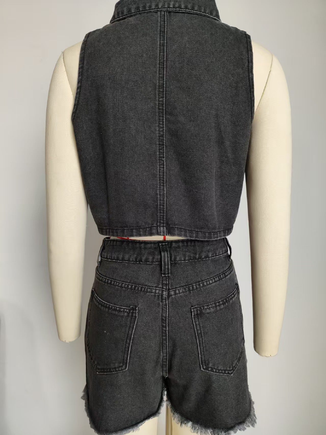 Summer Women Clothing Sexy Slimming Denim Two Piece Sets Vest Shorts