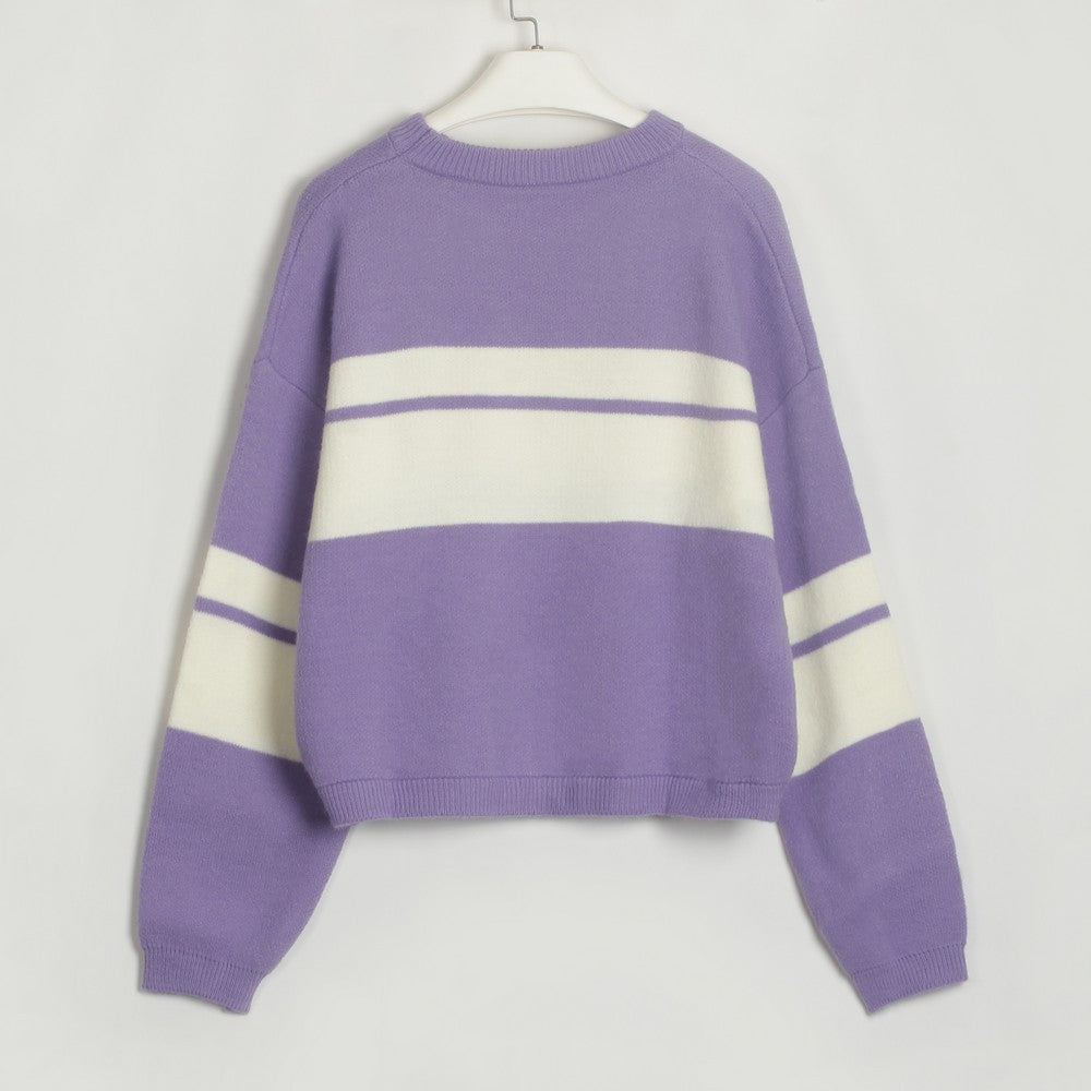 Women Clothing Colorblock All Matching Top Simple Classic Casual Sweater