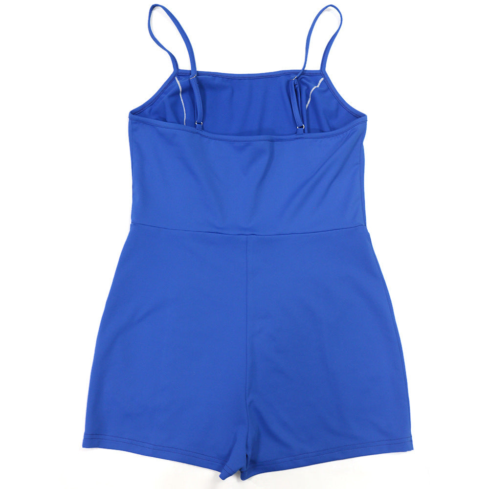 Summer Women Clothes Sexy Solid Color Tight Strap Jumpsuit