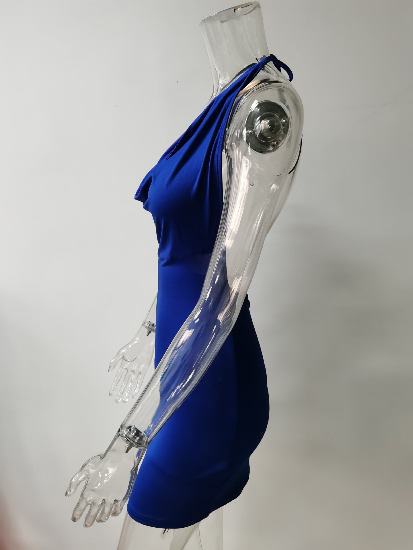 Women Clothing Spring Summer Fashionable With Side Slit Bow Backless Halter Short Dress Women