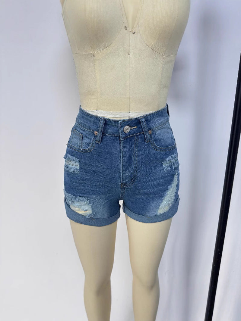 Summer Denim Shorts Women Ripped Fashionable Casual Shorts Pants