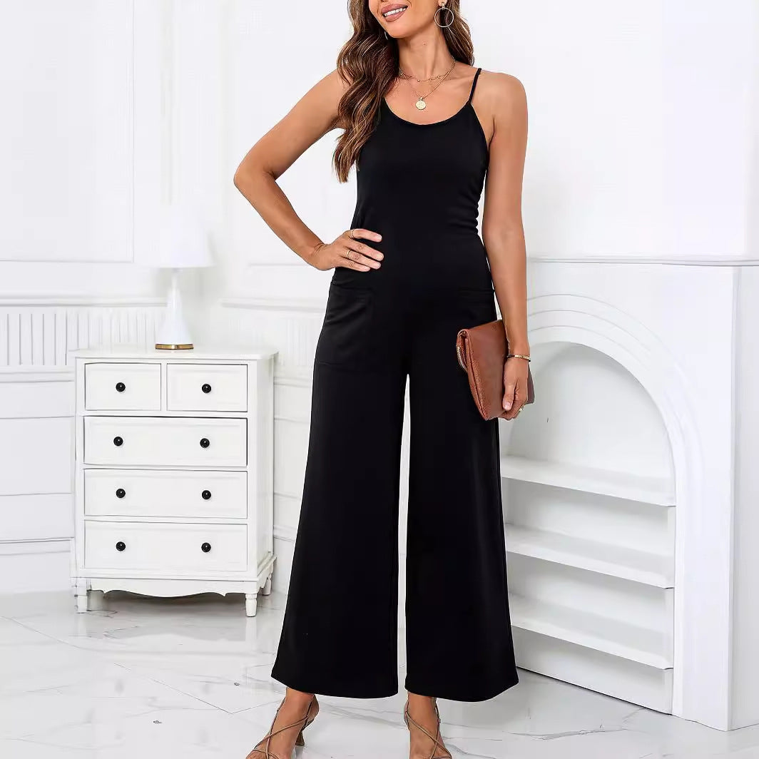 Spring Summer Sexy Sexy High Elastic Solid Color Women Jumpsuit