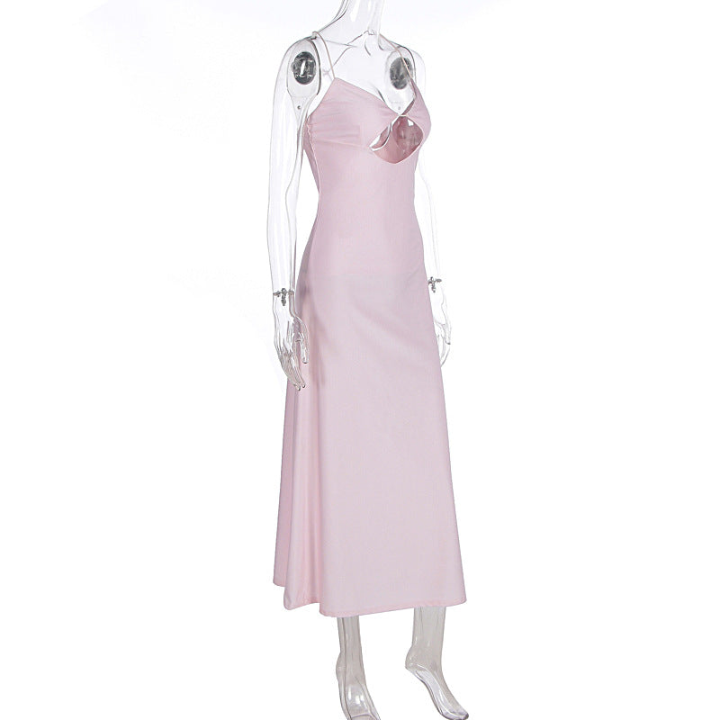 Summer Sexy Wind Cutout Sling Backless Slim Tall Looking Split Dress