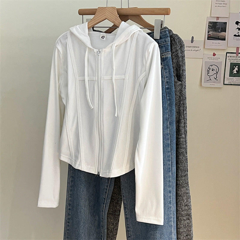 Autumn Winter Sweater Women Hooded Long Sleeve Short Cardigan Sexy Slim Fit Warm Jacket