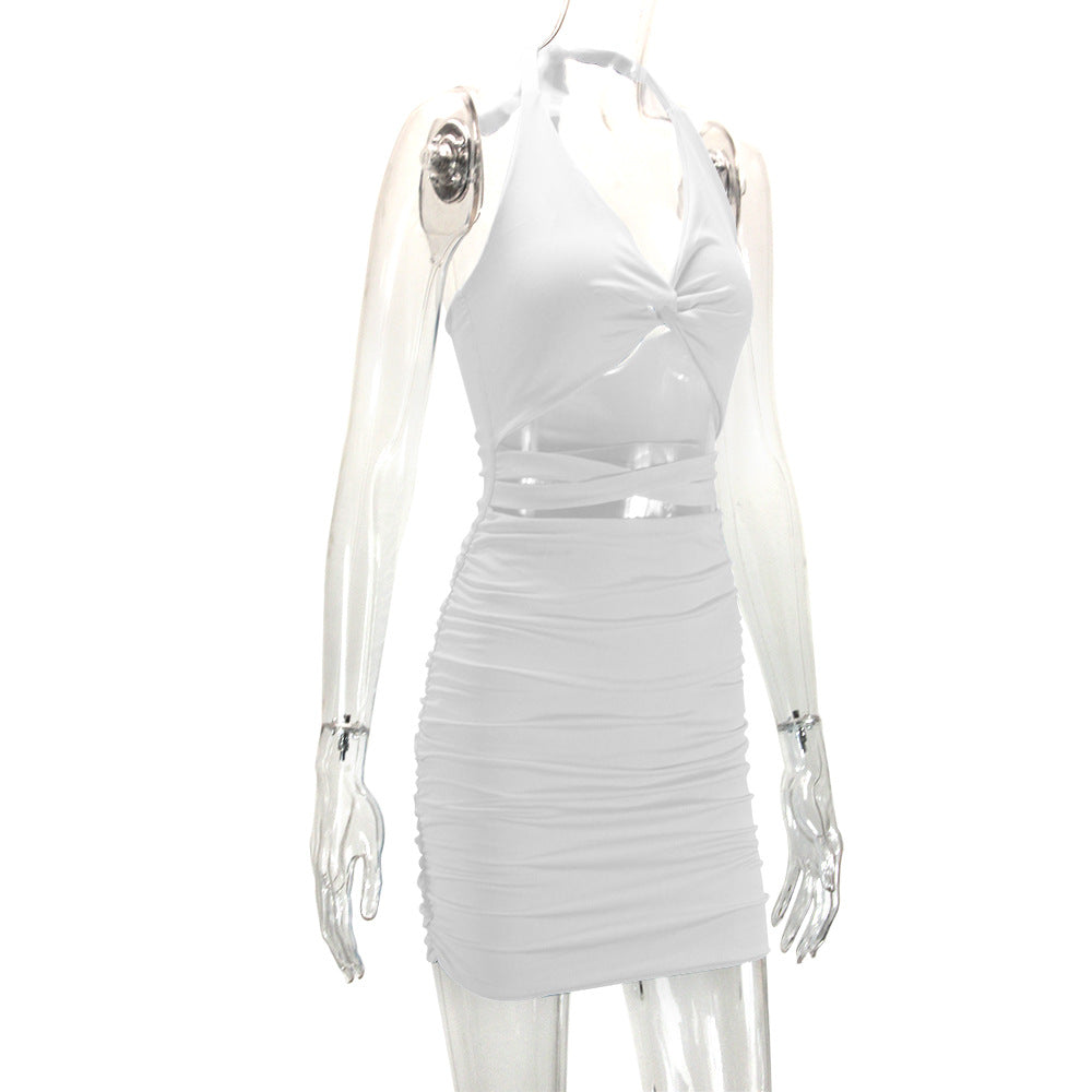 Summer Women Clothing Halter Backless Slim Sheath Sexy Dress
