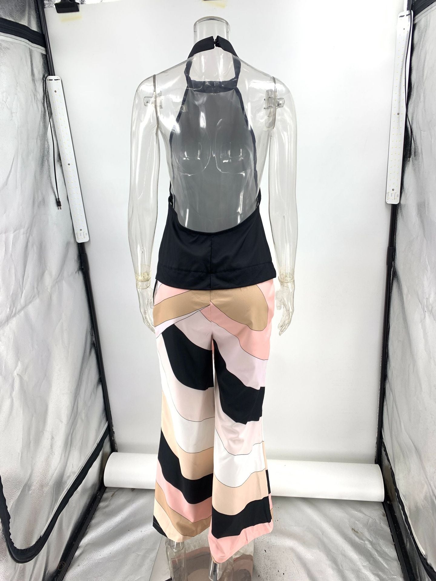 Summer Sexy Slim Fit Backless Printed One Piece Trousers