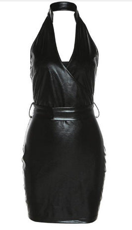 Autumn Winter Women Clothing Backless Sexy Low Cut Slim Fit Belt Sheath Dress Women