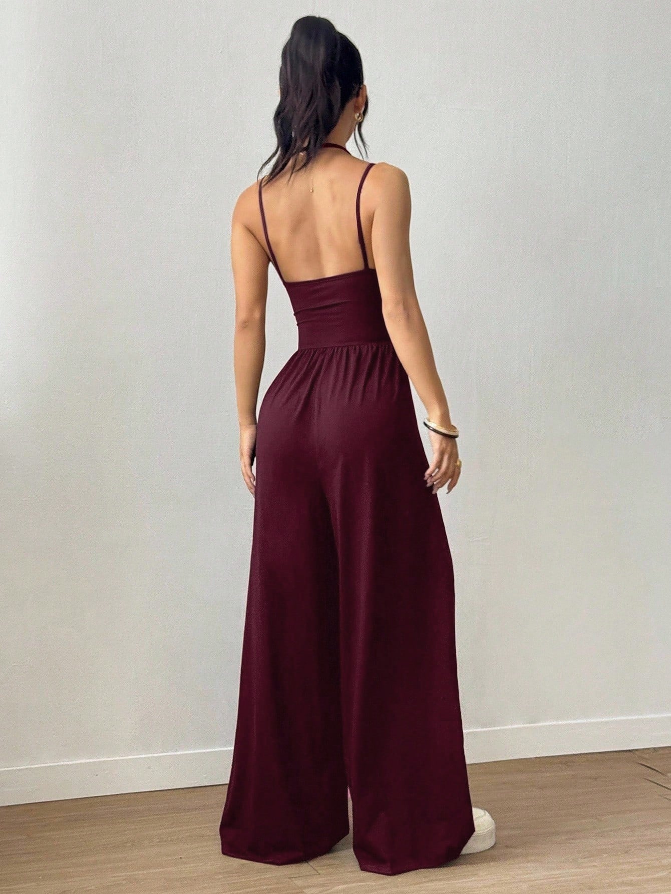 Suspender Women Casual Summer Wide Leg Loose Wrapped Chest Nipped Waist Jumpsuit