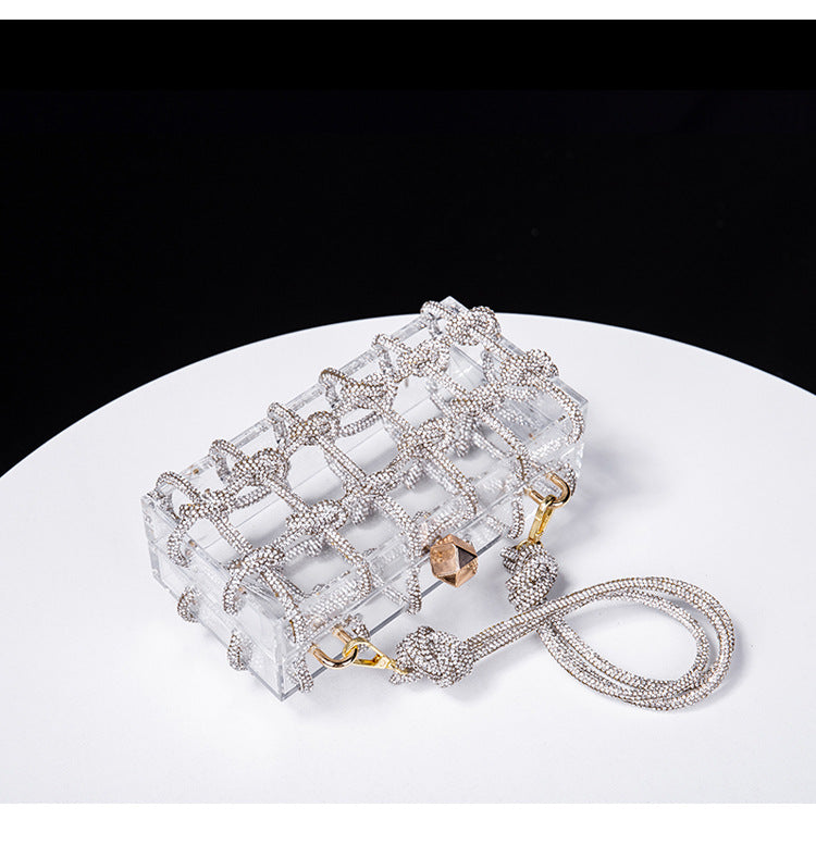 Spring Summer Alec Transparent Storage Box Handcraft Braiding Rope Small Square Bag Underarm Handbags