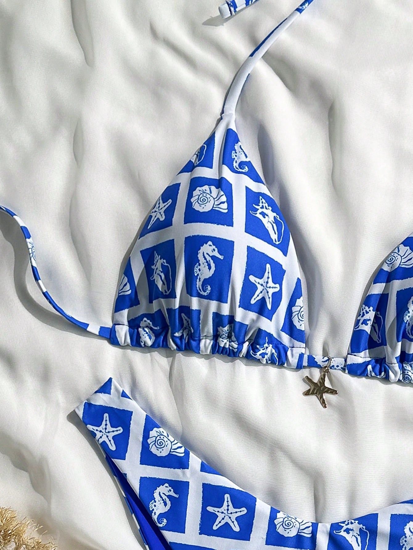Swimwear Bikini Sexy Halter Lace up Bikini Women Fresh Split Swimsuit