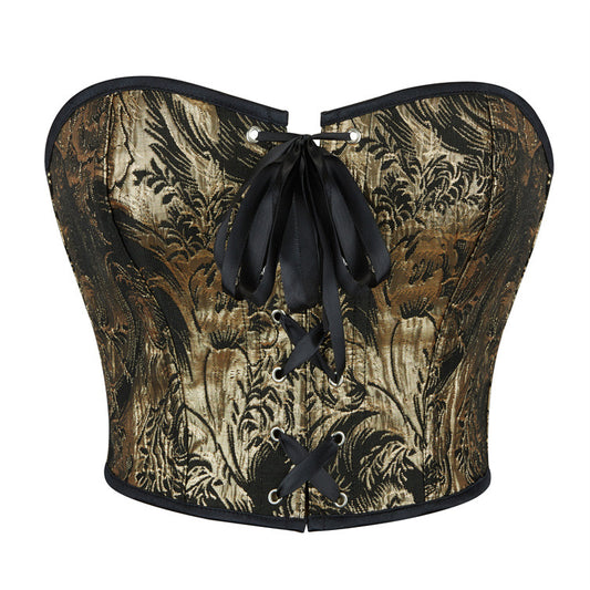 Court Series Black Golden Printing Strapless Tube Top Sexy Bodybuilding Top Court Shaper