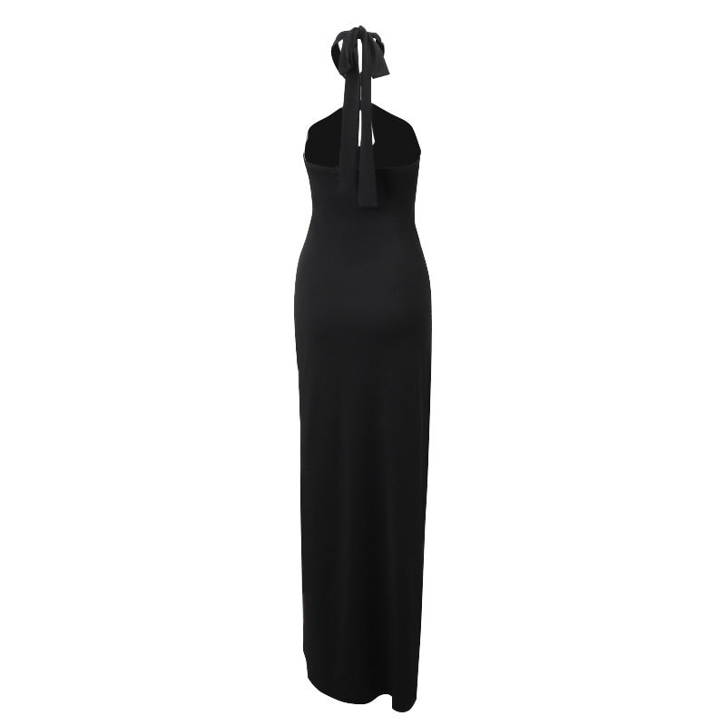 Women Clothing Summer Sexy off Shoulder High Waist Slim Solid Color Sheath Dress