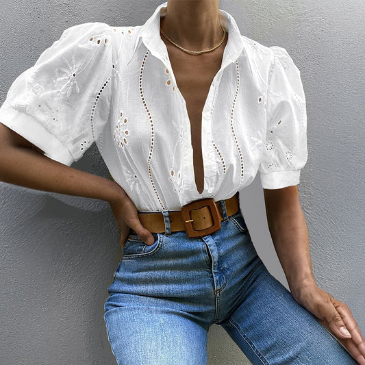 Sexy Hollow Out Cutout T shirt Short-Sleeved Blouse Women Clothing Summer