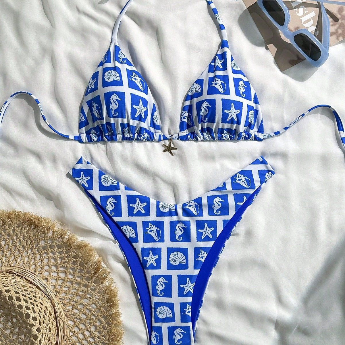 Swimwear Bikini Sexy Halter Lace up Bikini Women Fresh Split Swimsuit