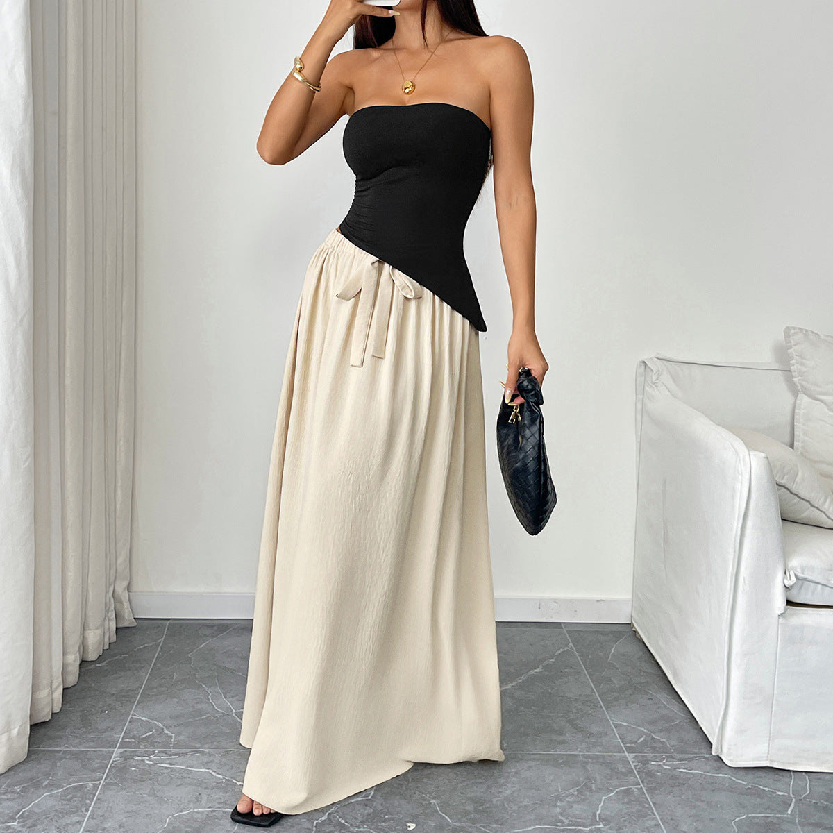 Summer Women Clothing Casual Sexy Skirt Maxi Skirt Set French Sexy