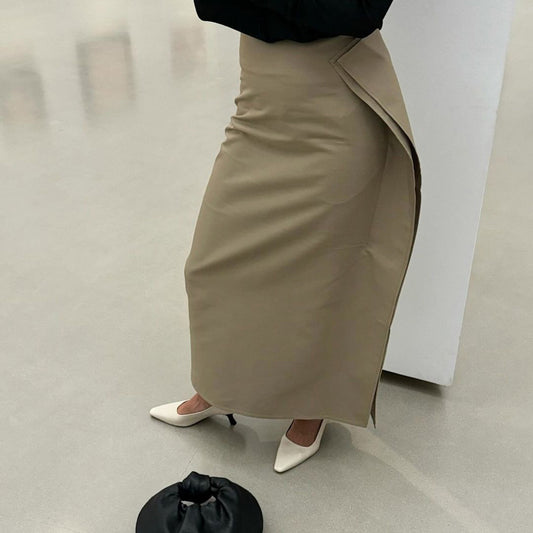 Elegant Niche Design Simple Women High Waist Slim Long Sheath Skirt