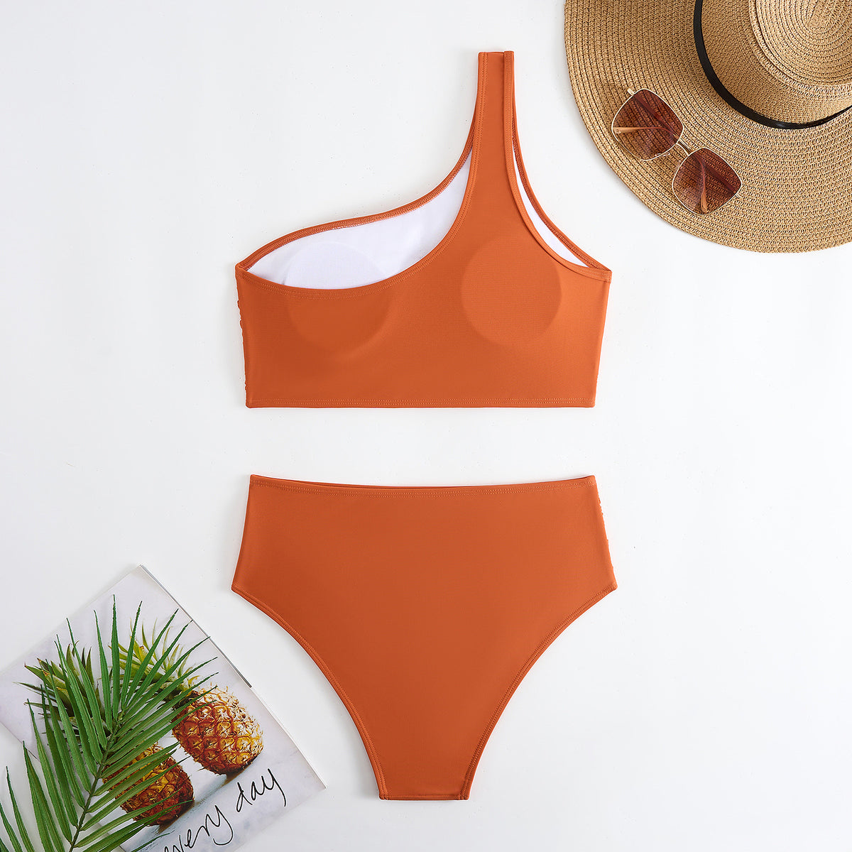 High Waist Solid Color Bikini Swimsuit Women Split Swimsuit Bikini