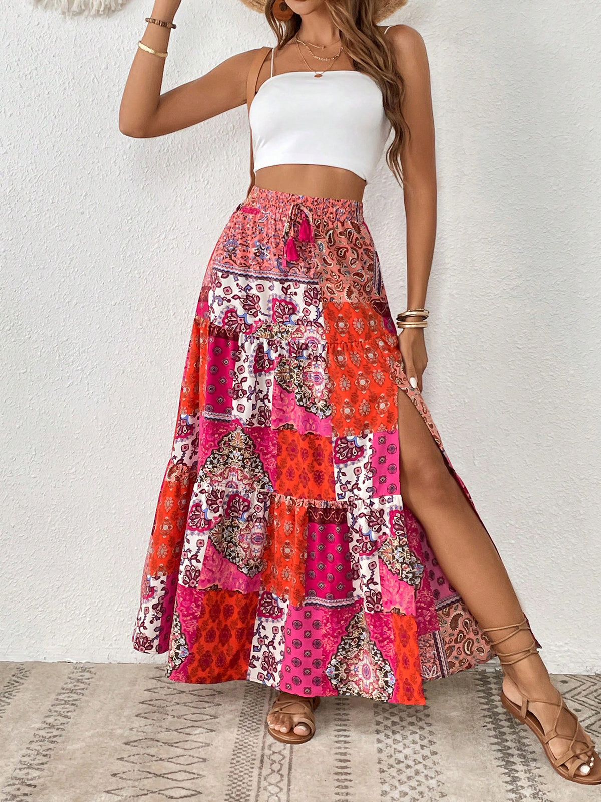 Skirt Vacation Printed Sexy Split Long Skirt Women
