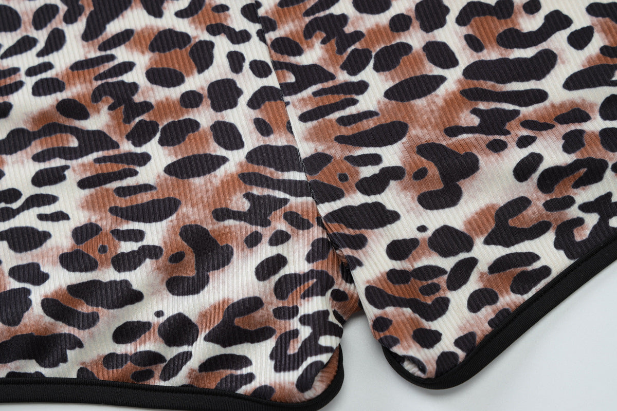 Women Clothing Summer Leopard Print Printed Sexy Sling Slim Sheath Jumpsuit