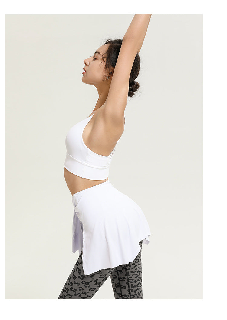 Sports Fitness Yoga One-Piece Skirt Thigh-Length Slimming Skirt Bandage Yoga Dance Ballet Skirt