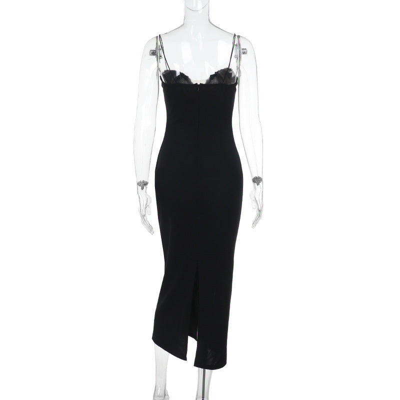 Sexy Suspender Dress Sexy Slim Vacation Real Knitted Tube Top Shiny Dress