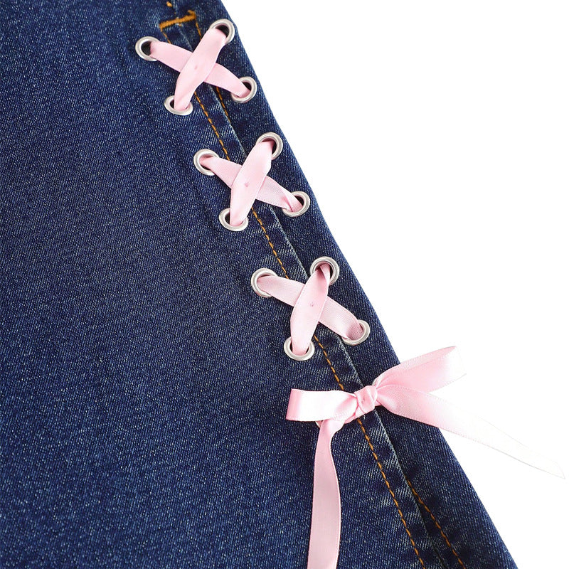 Women Clothing Bow Jeans Loose Straight Wide Leg Pants Pants Source