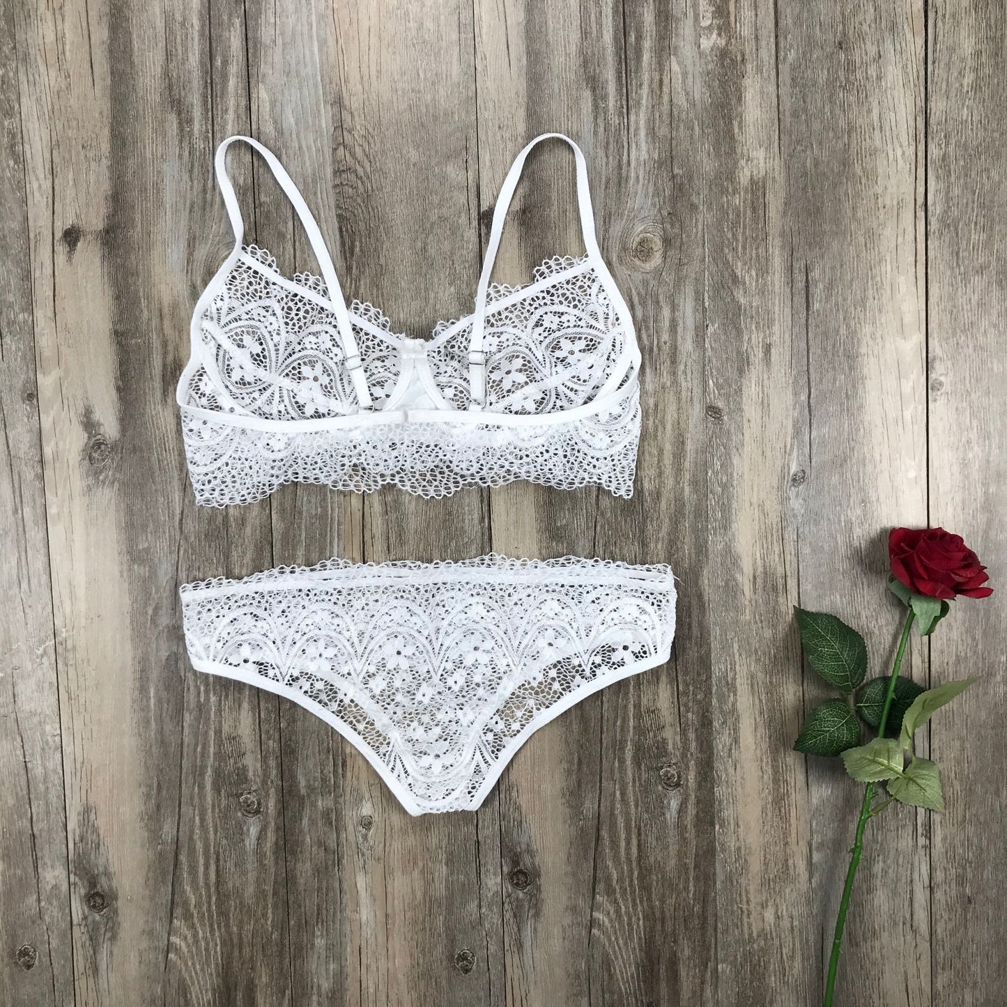Lace Sexy Lingerie Set Solid Color Eyelash Lace