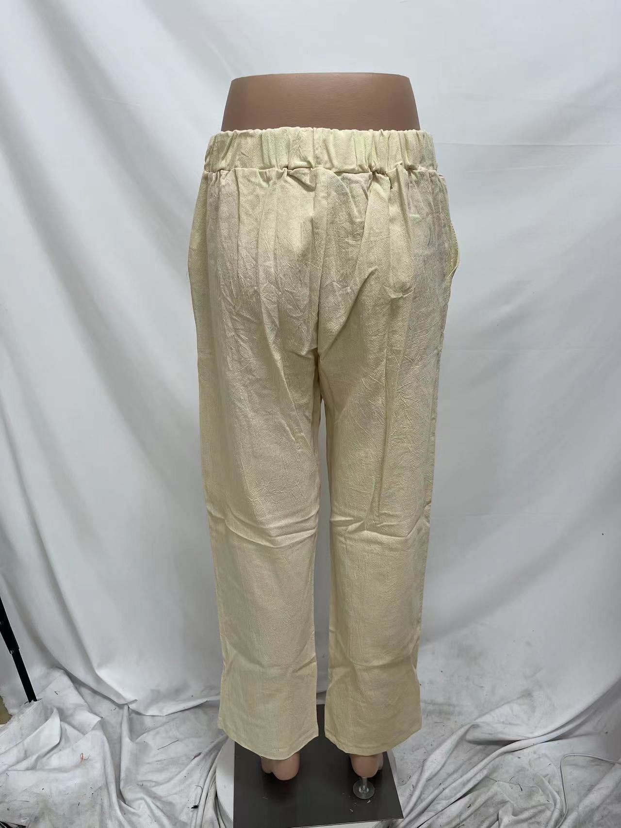 Summer Dried Shrimp Women Casual Elastic Straight Leg Trousers