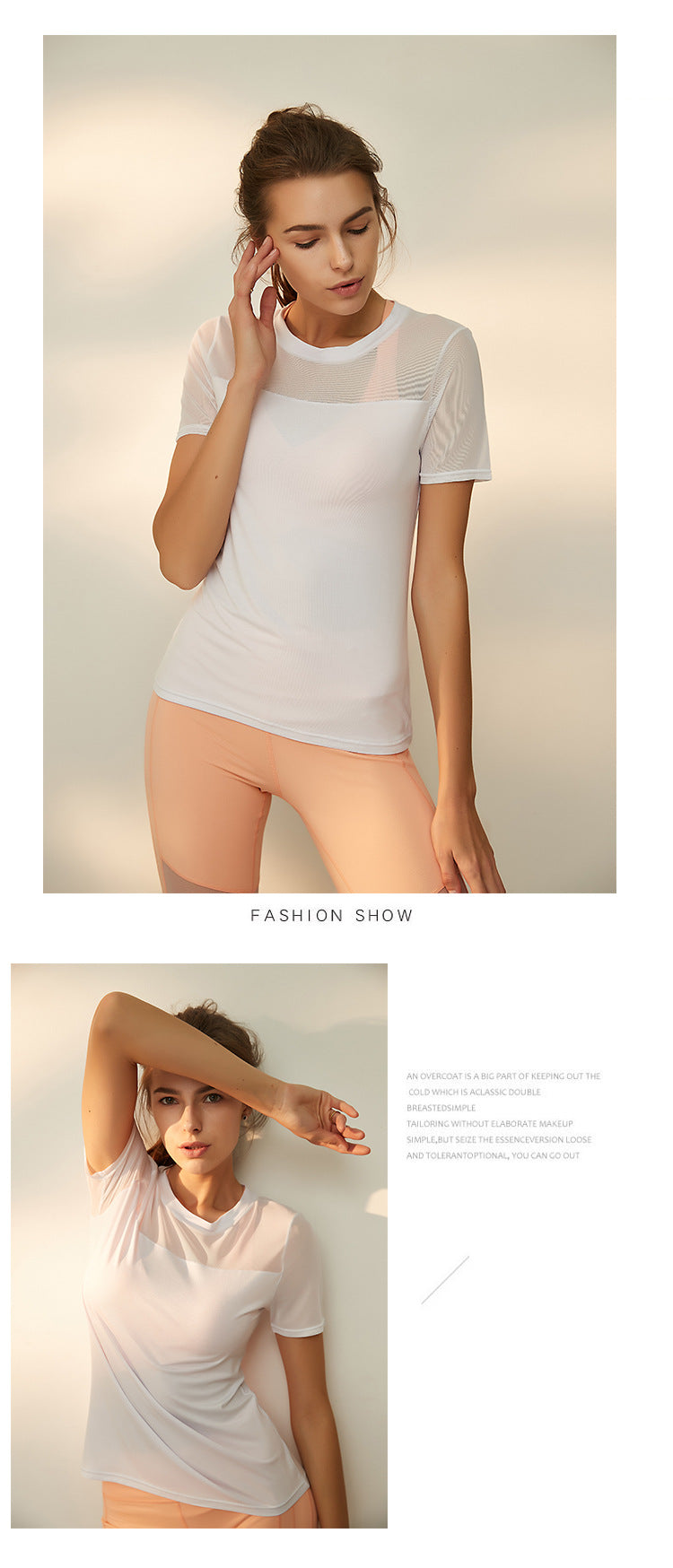 Quick-Drying Yoga Fitness Sportswear Breathable Mesh Stitching Running Exercise T-shirt Women