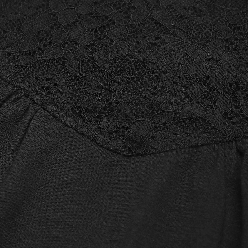 Summer Sleeveless Lace round Neck Solid Color Simple Elegant Women Clothing Top