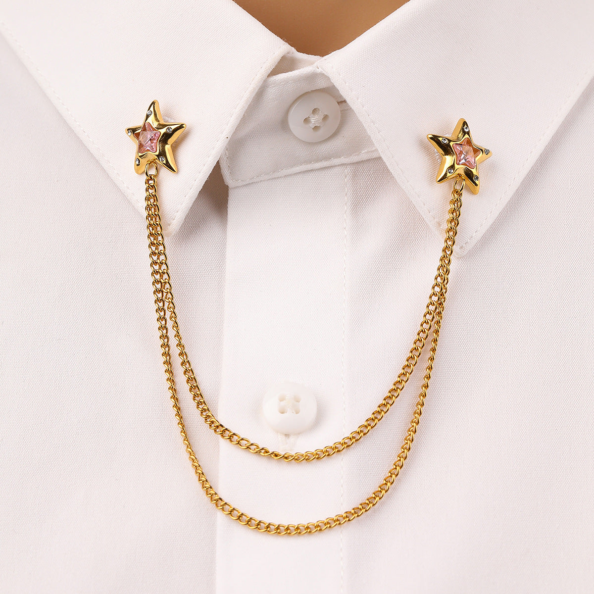 Arrival Square Zircon Stainless Steel Collar Pin High Grade Shirt Neckline Decorative Jewelry