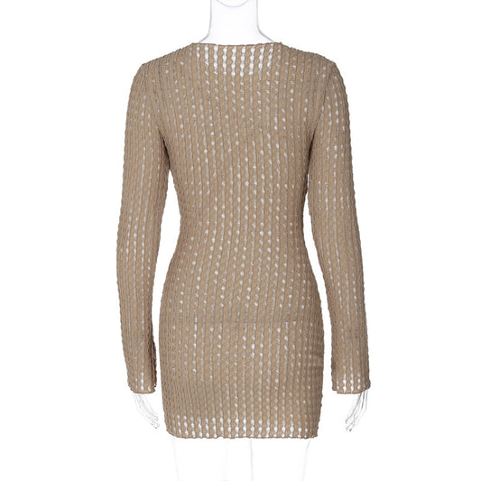Dress Slim Fit Long Sleeve Sexy Ripped Hip for Women