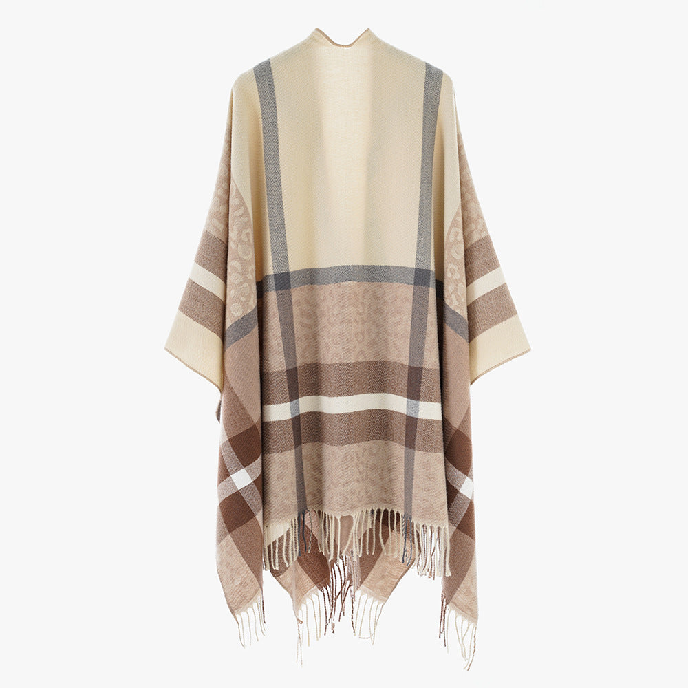 Arrival Shawl Women Plaid Shawl Cardigan Warm Tassel Outer Shawl