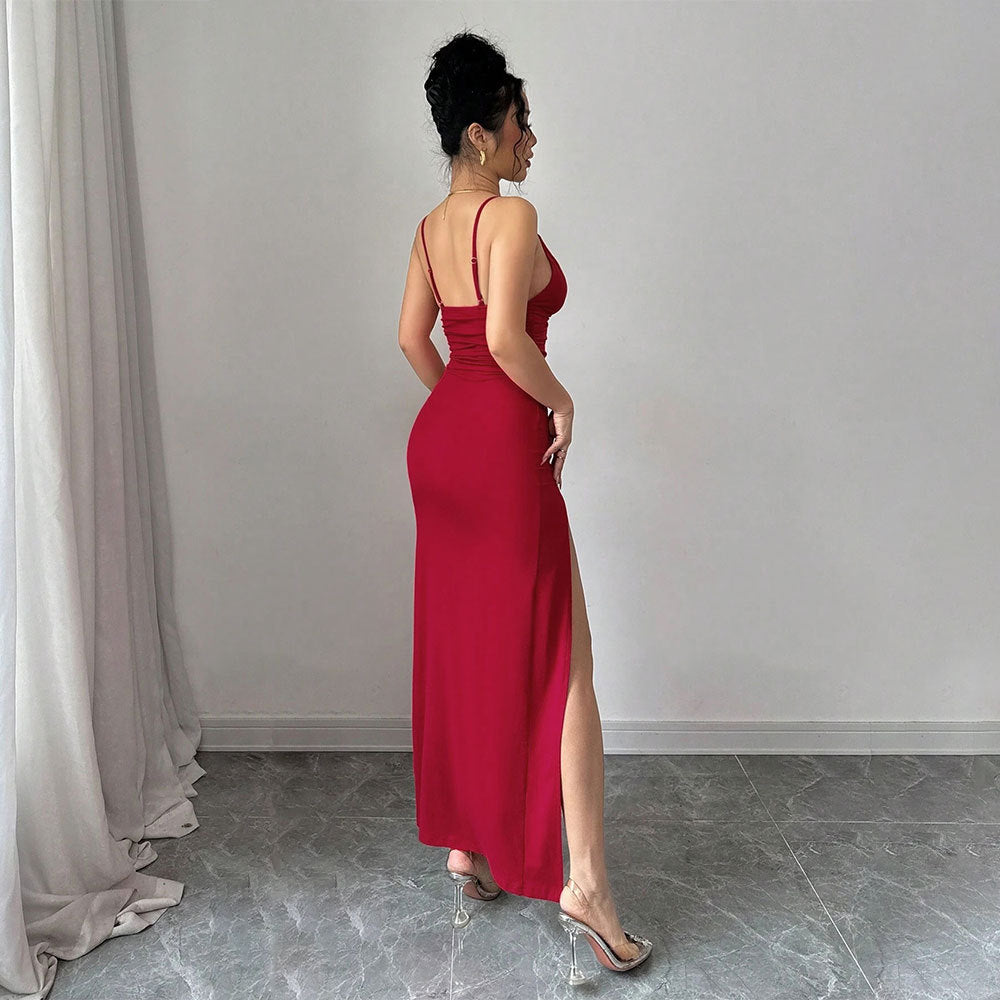 Sexy Slim Fit Slit Summer Suspender One Step Dress