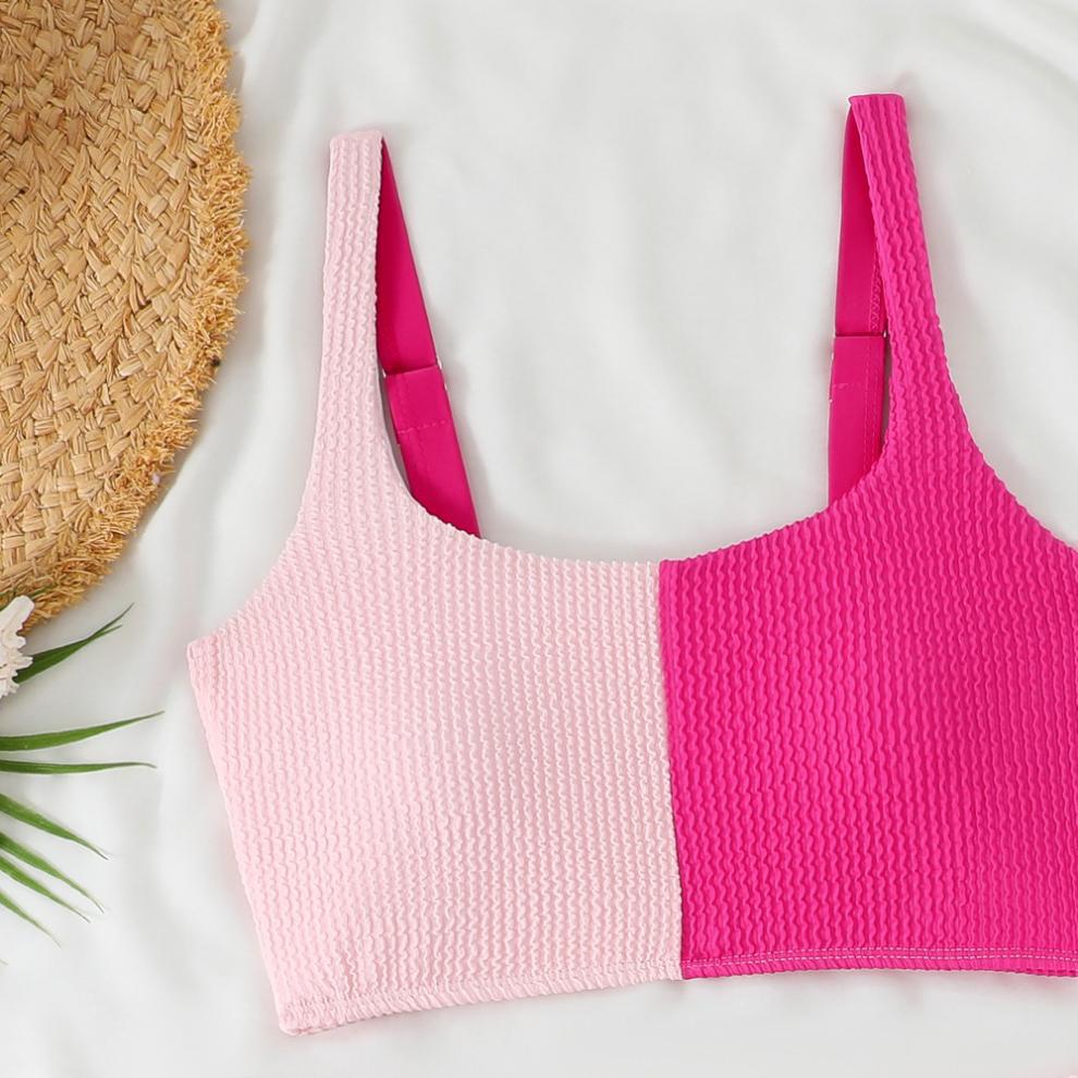 Swimwear Women Split Solid Color Sexy High Waist Bikini Swimsuit