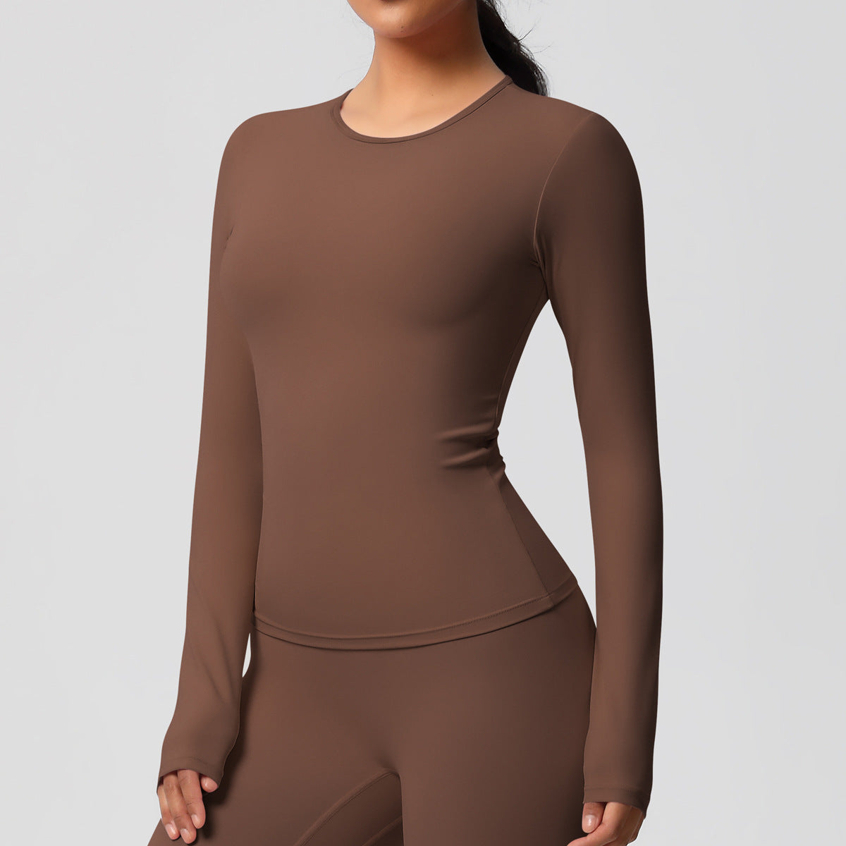 Nude Feel Brushed Slimming Tight High-Strength Running Pilates Daily Workout Clothes Yoga Long Sleeve Women