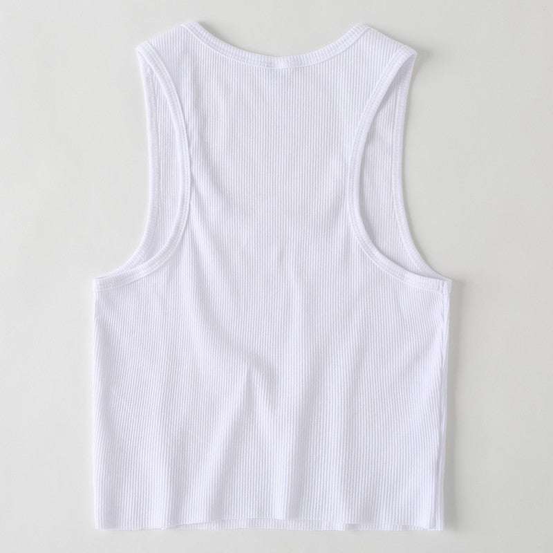 Women Clothing Spring Summer New English Letter Graphic Printed cropped Short Slim-Fit Tank Top Bottoming Shirt